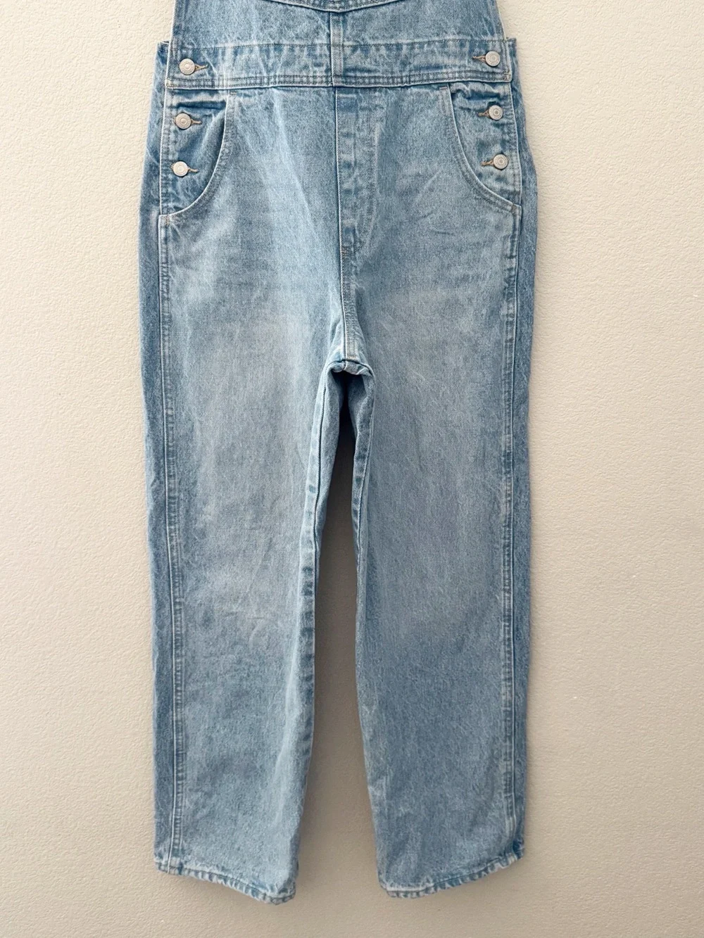 Levis Vintage Straight Denim Overalls Light Wash What A Delight Jean Classic 90s - Picture 10 of 14